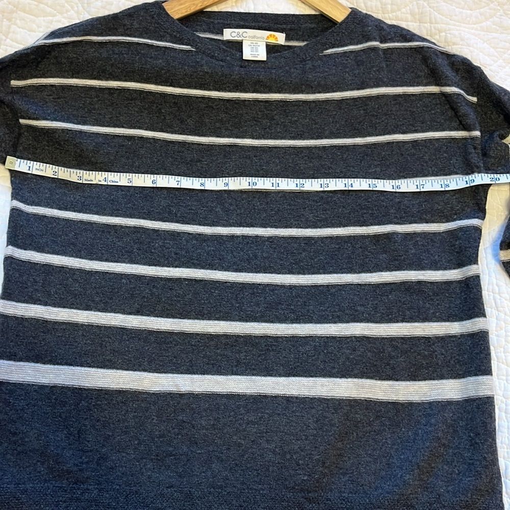 C&C California Merino Wool Pullover Sweater Gray Striped Sz XS Preppy Boho Work - Picture 5 of 8